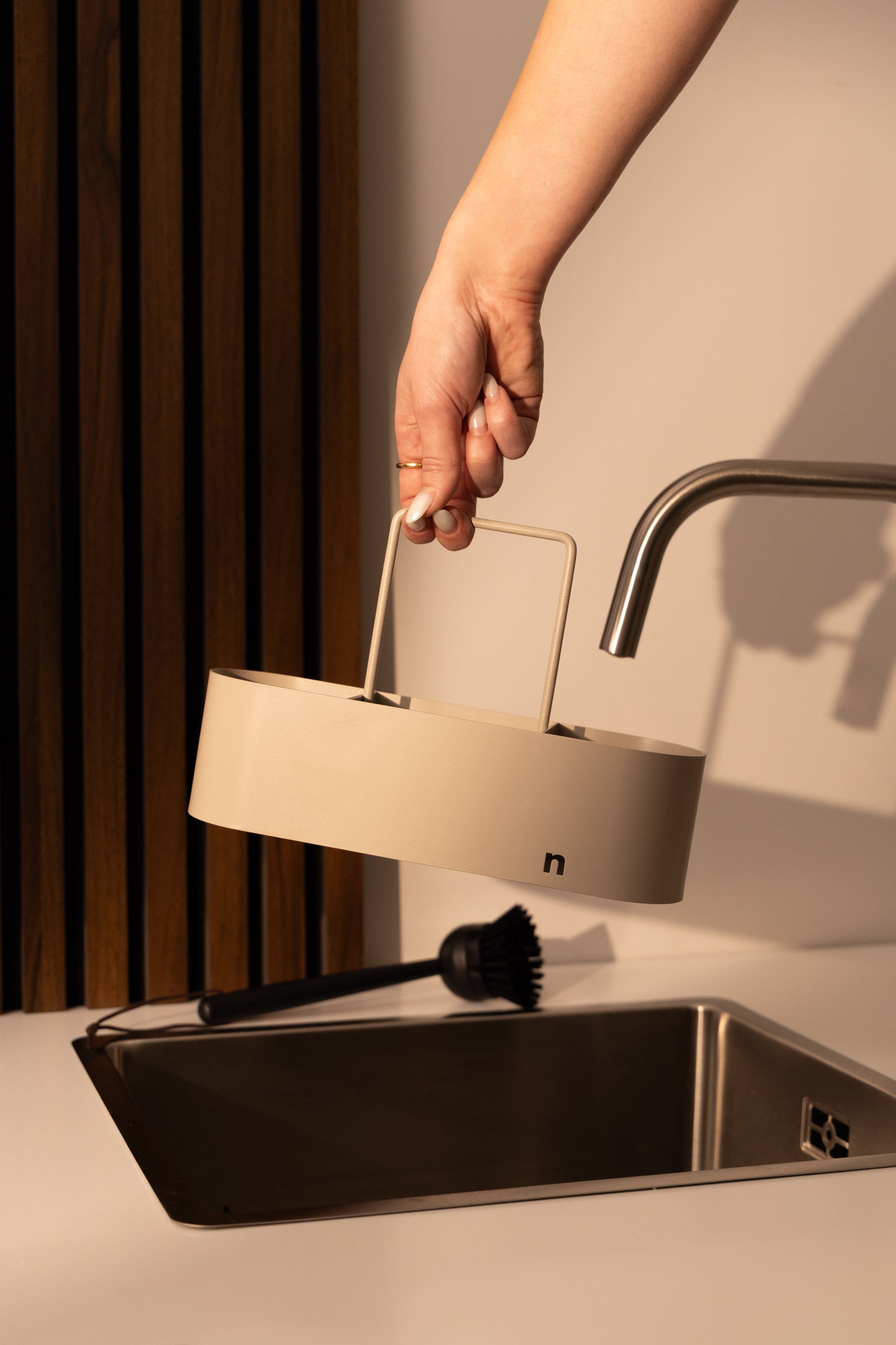 Spülbecken Organizer-Set Greige (8-teilig)