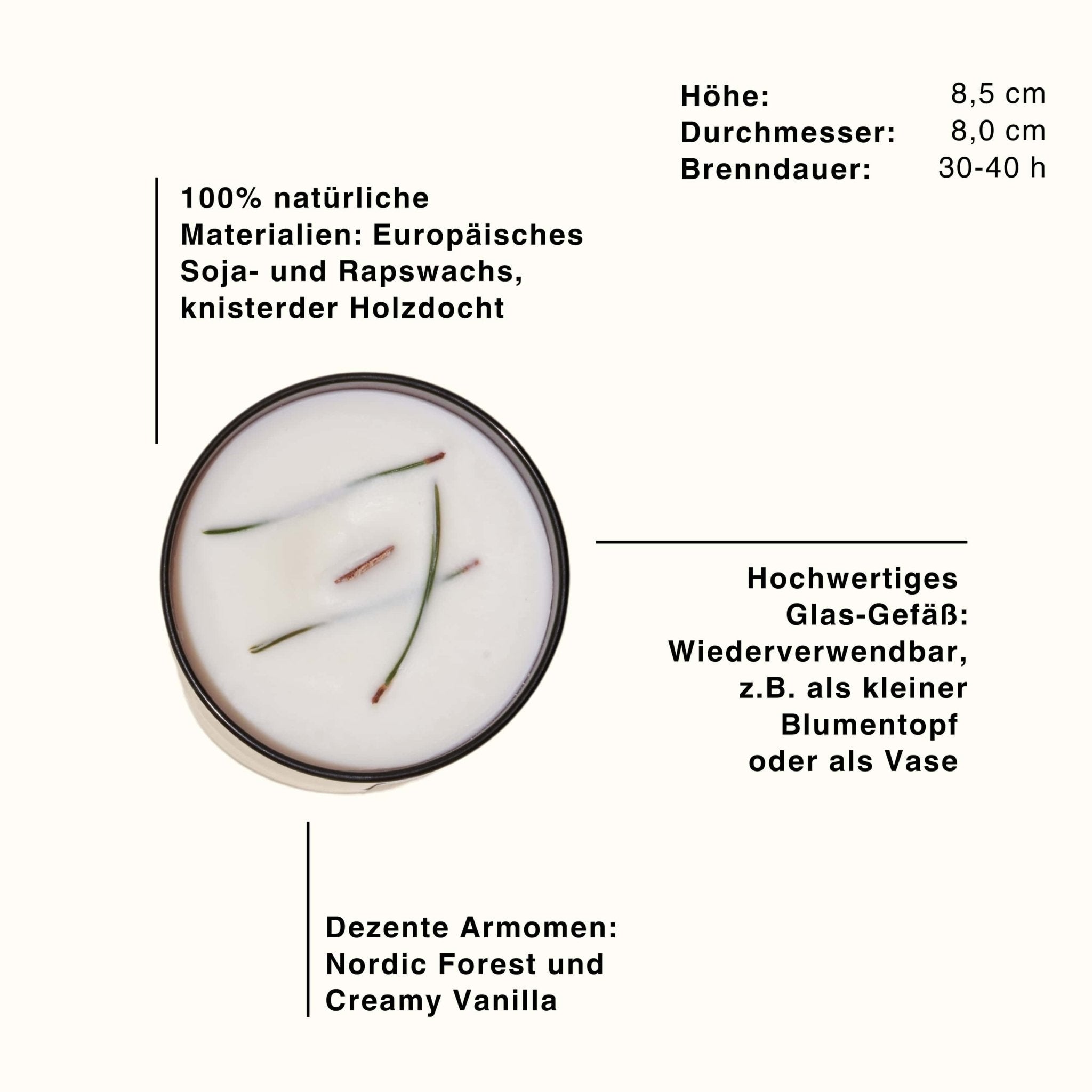 Duftkerze mit knisterndem Holzdocht (Glas) - nordesign GmbH