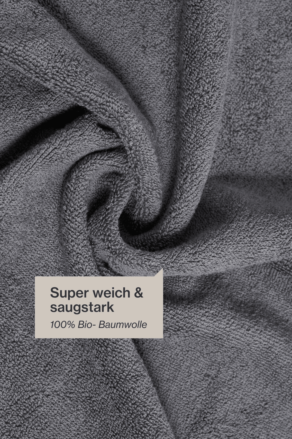 nordesign Handtuch dunkelgrau: Bio-Baumwolle, weich & saugstark