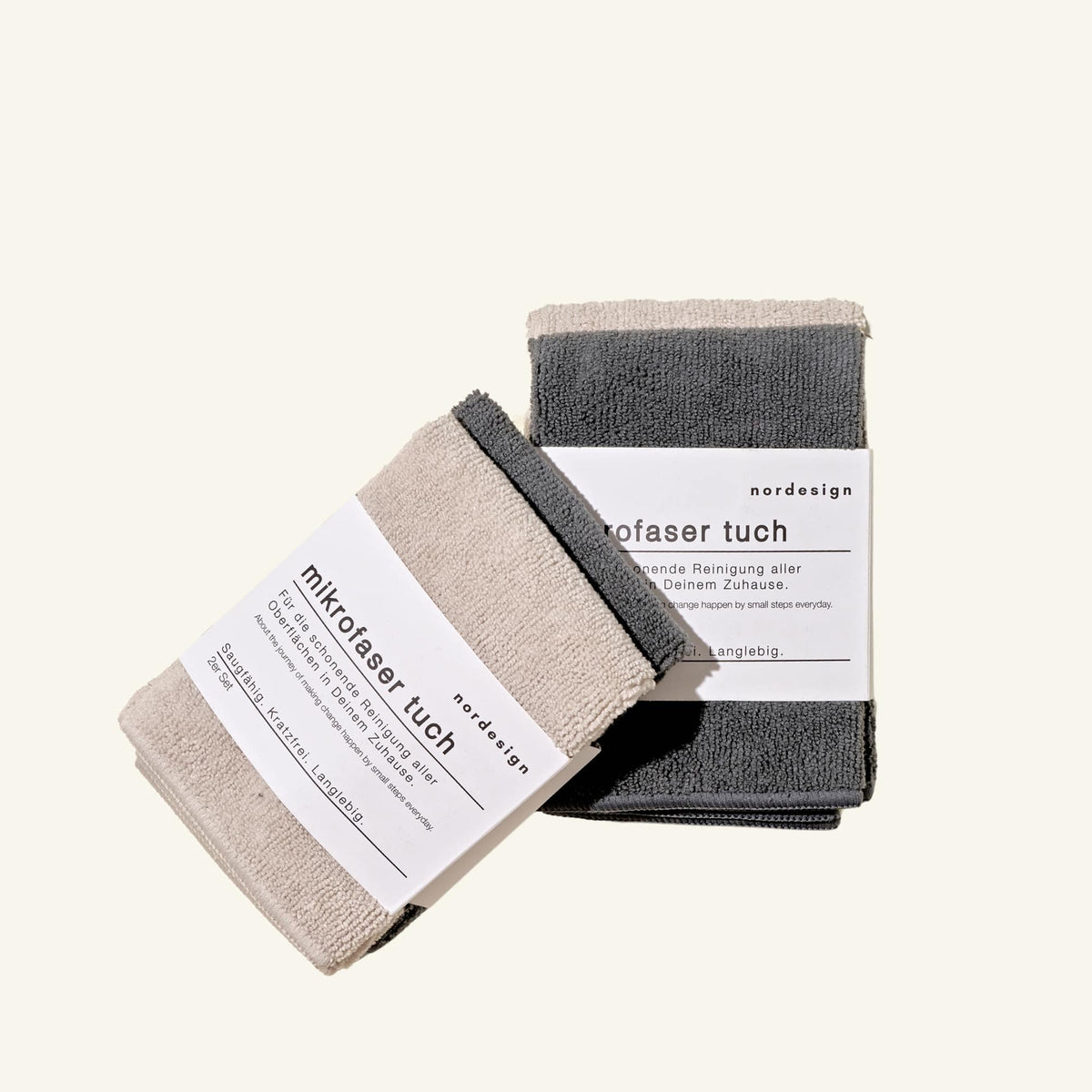 nordesign Mikrofasertuch Set: Grau & Beige, universal, polieren