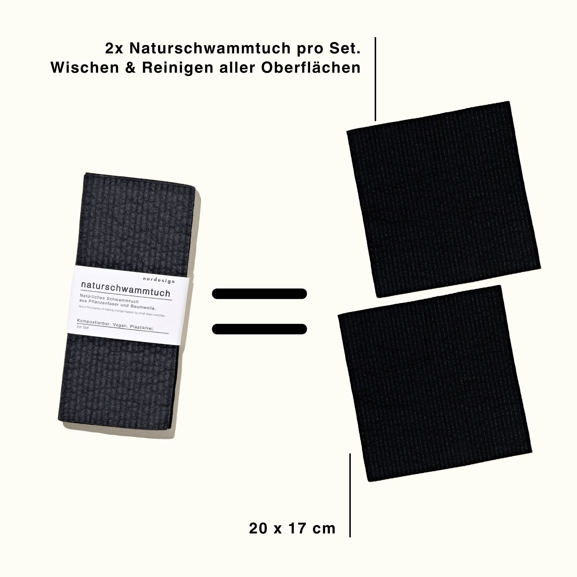 Naturschwammtuch schwarz (im Set) - nordesign