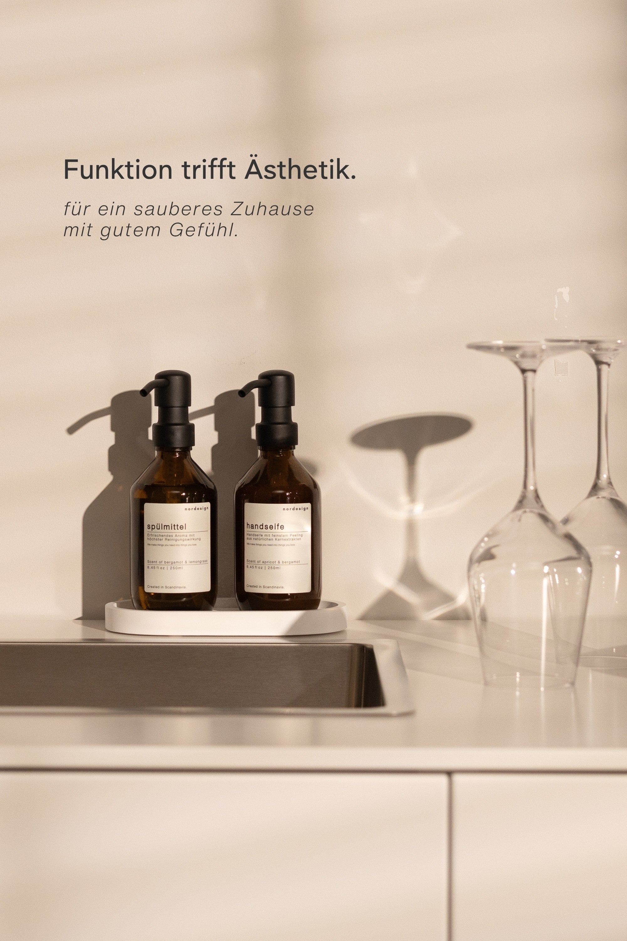 Spülmittel & Handseife mit Deko-Tablett (3-teilig)